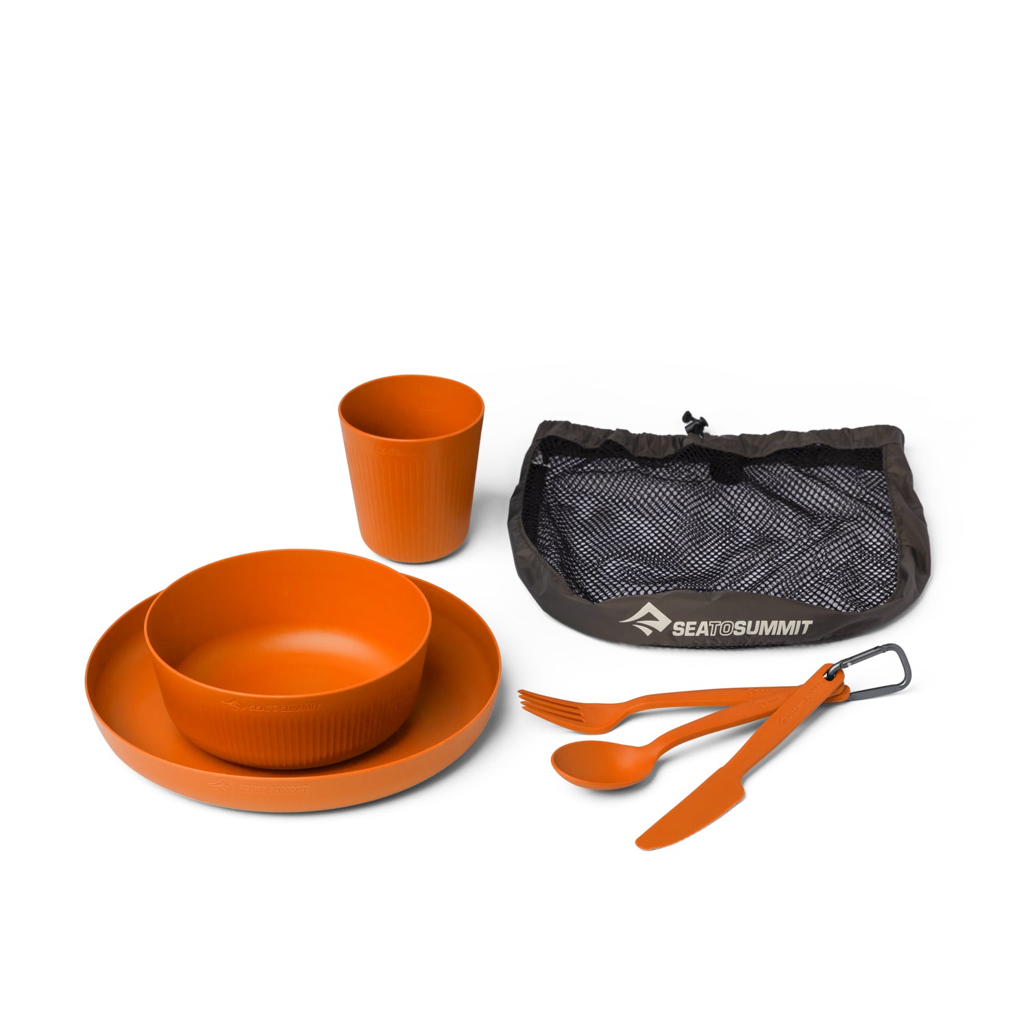 Burnt Orange || Camp Dinnerware Set w/ Mesh Sack