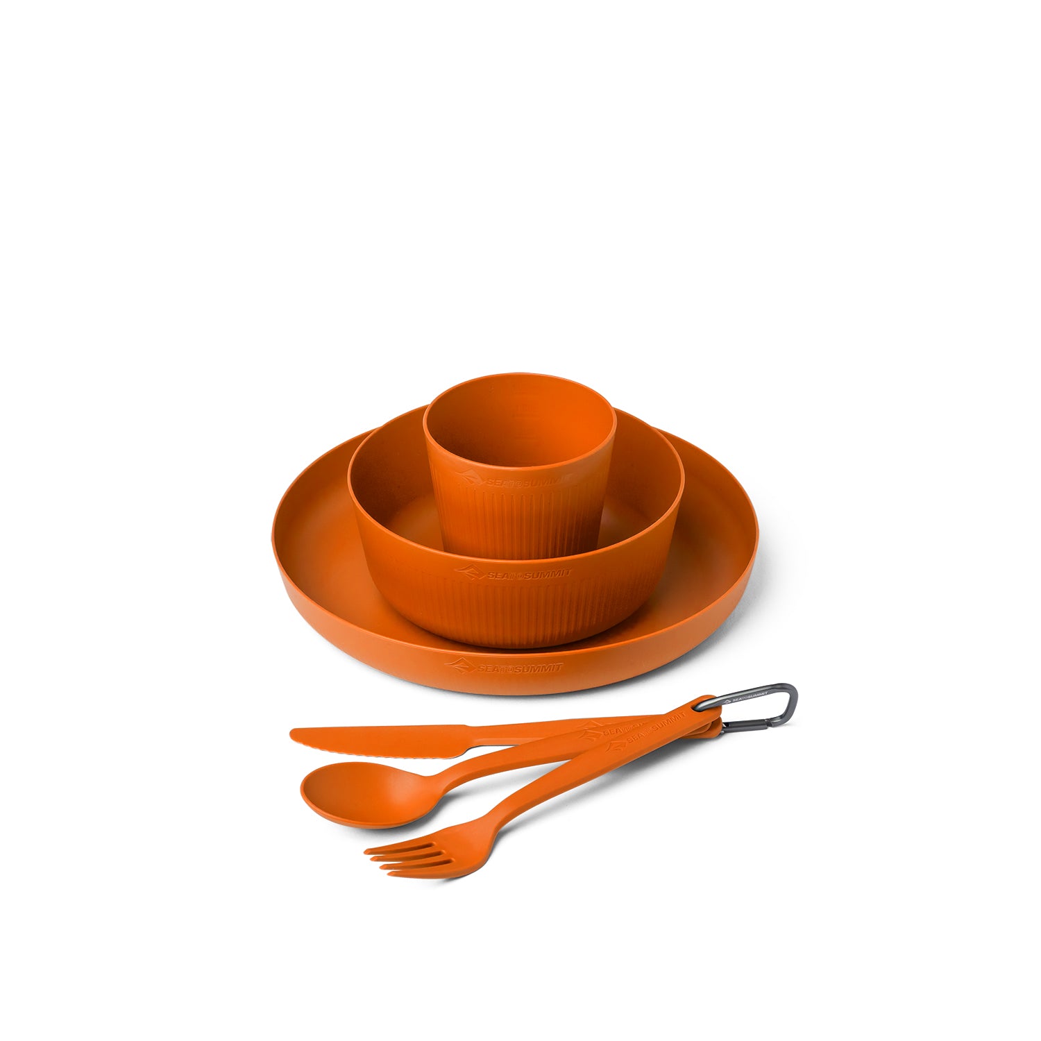 Burnt Orange || Camp Dinnerware Set w/ Mesh Sack
