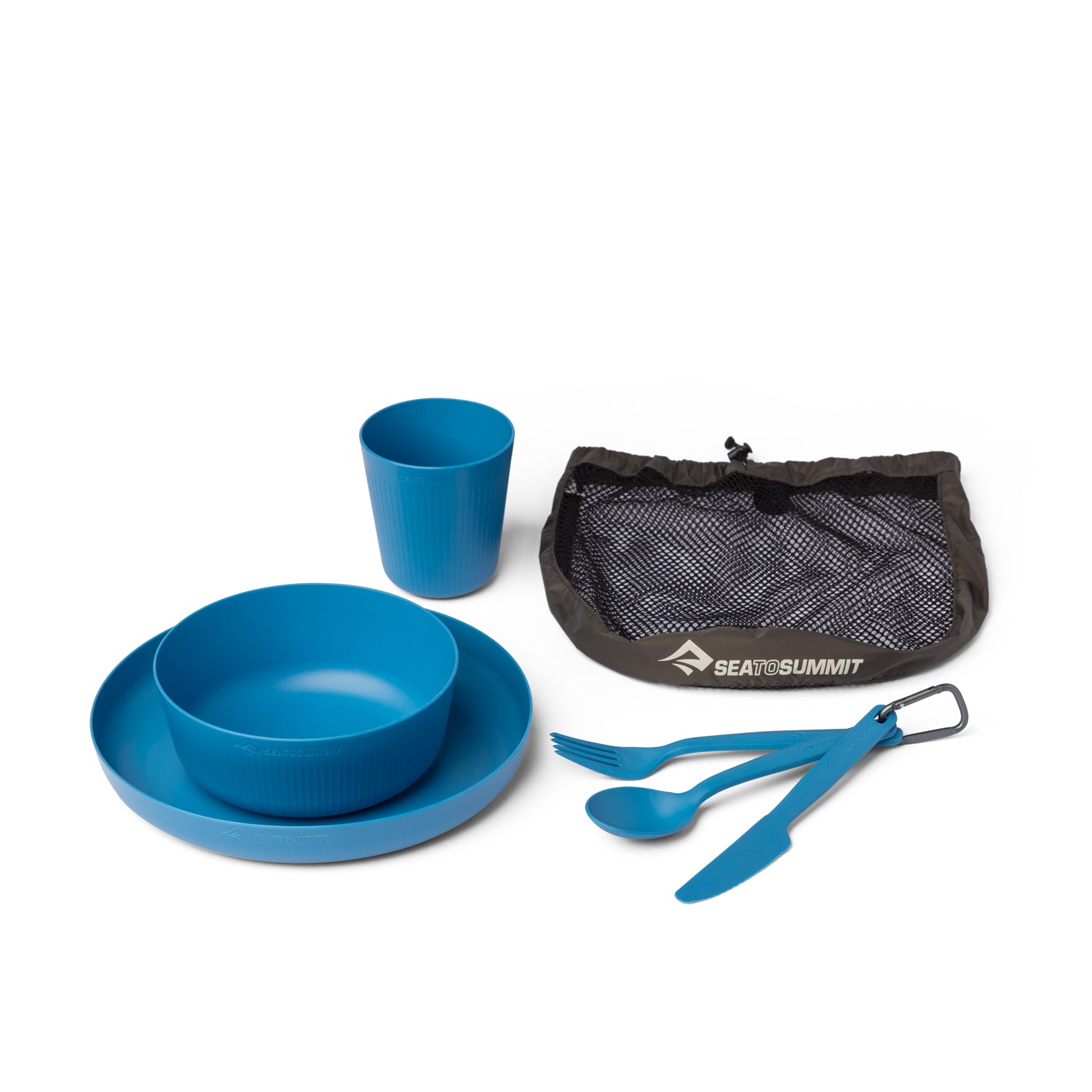Cendre Blue || Camp Dinnerware Set w/ Mesh Sack