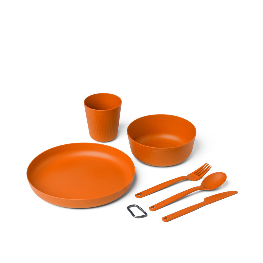 Burnt Orange || Camp Dinnerware Set w/ Mesh Sack