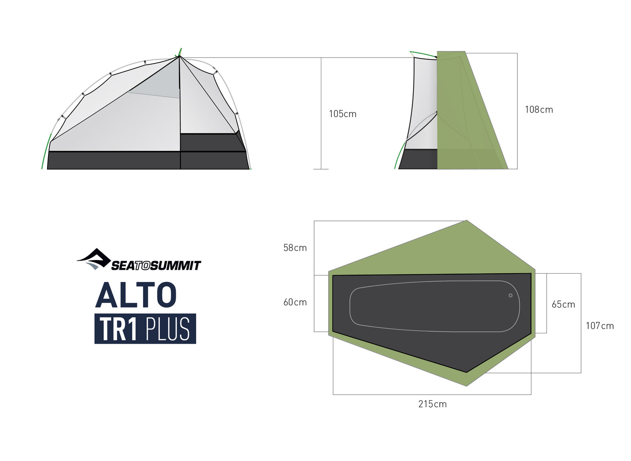 Alto Plus Semi-Free Standing Ultralight Backpacking Tent | Sea to